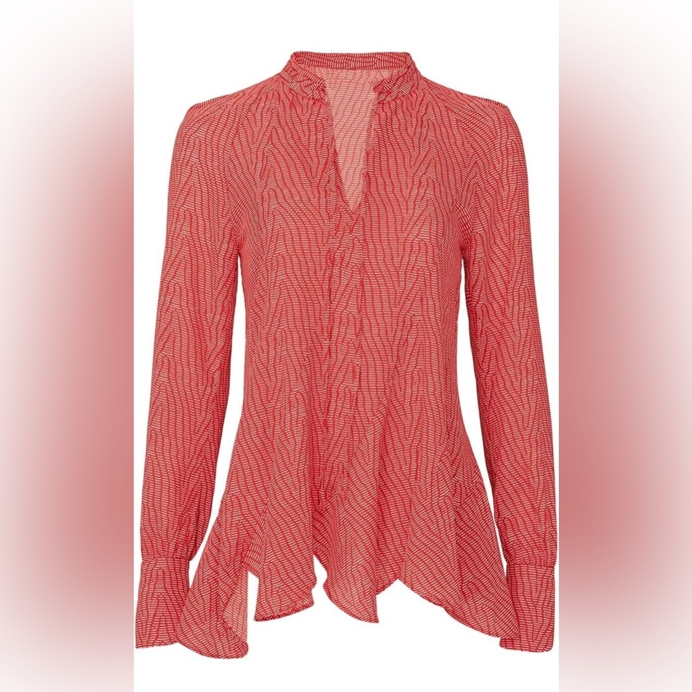 Derek Lam Red Geometric Blouse